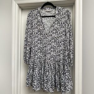 Zara Black & White Ruffle Mini Dress Size Medium
